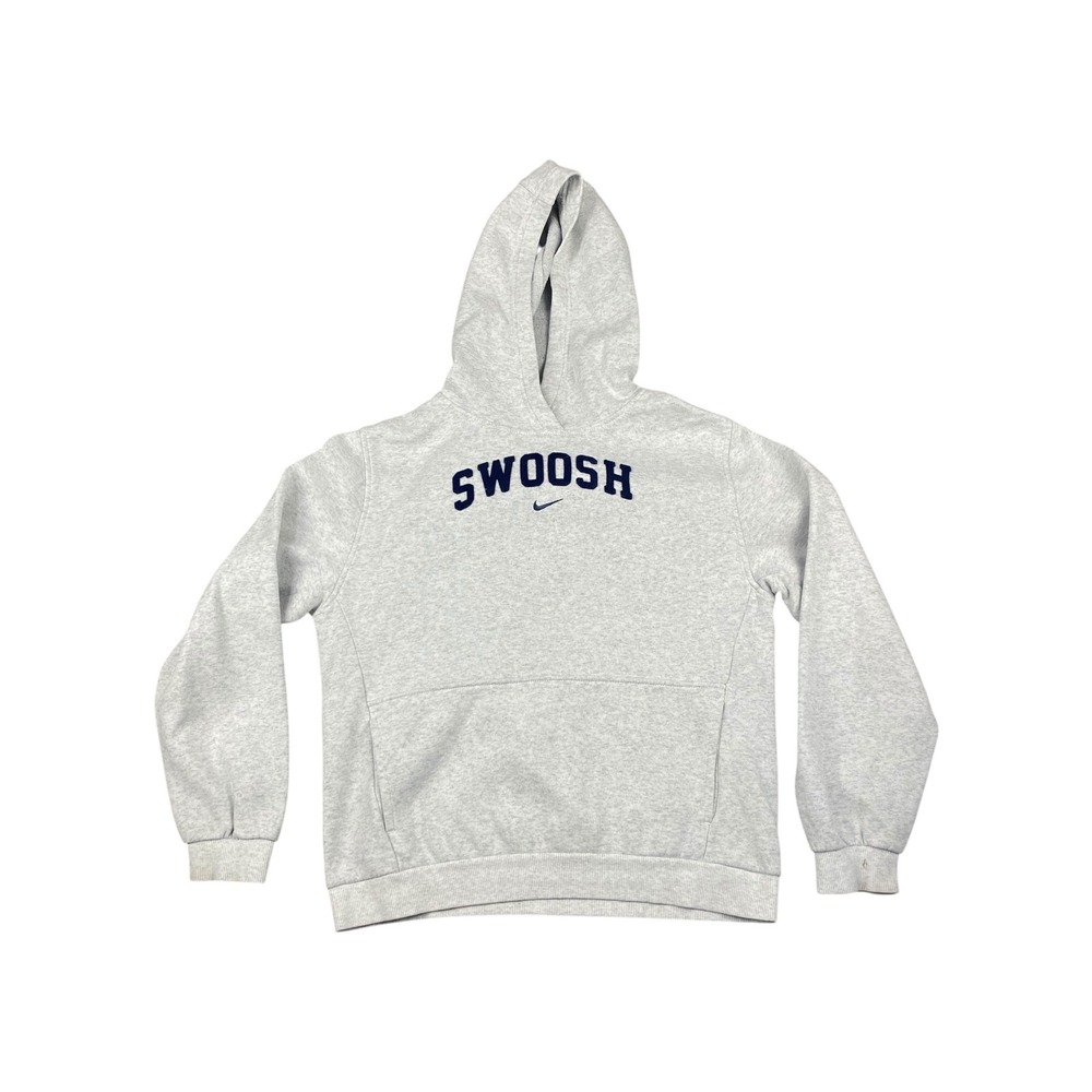 Nike Swoosh Logo Hoodie Sweatshirt Light Gray Mens‎ XL Pullover Hooded